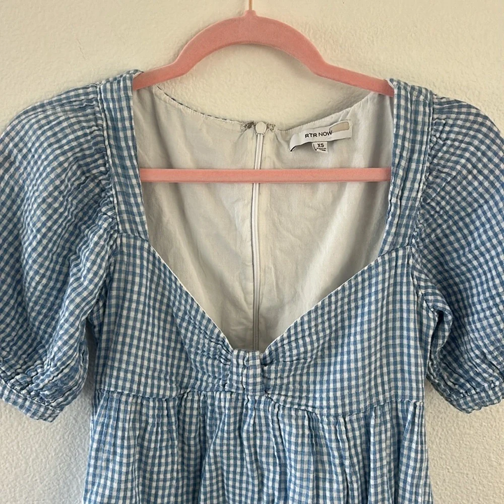 RTR NOW Blue Gingham Babydoll Dress - Picture 7 of 10